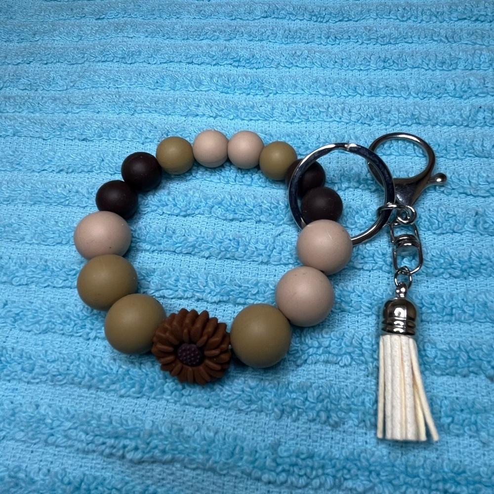 Beaded Keychain Bracelet with Tassel